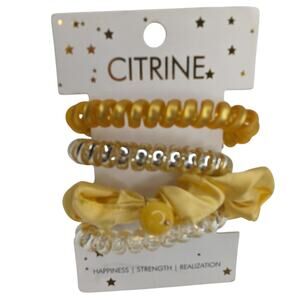 Yellow Gold Silicone Hair Scrunchie Set by Citrine Accessories